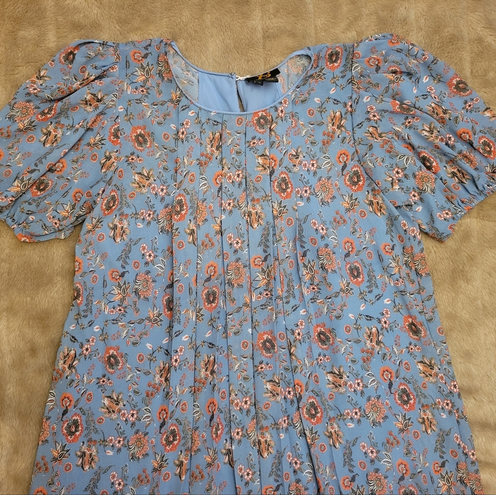 Sachin & Babi Marina Pleated Swing Dress with puffed sleeves in floral print - Picture 6 of 12